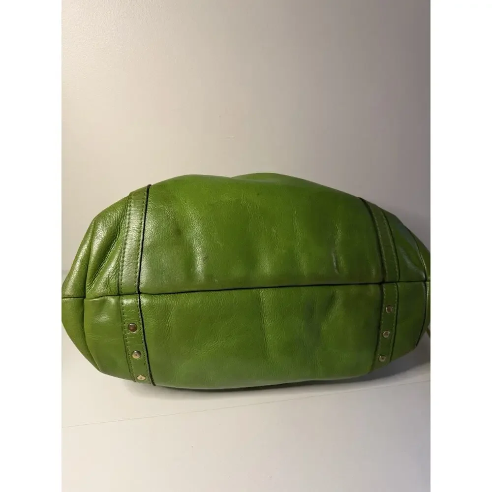 PATRICIA NASH Heritage Leather Tote Bag Turn Lock Green Boho Chic Streetwear LUX
